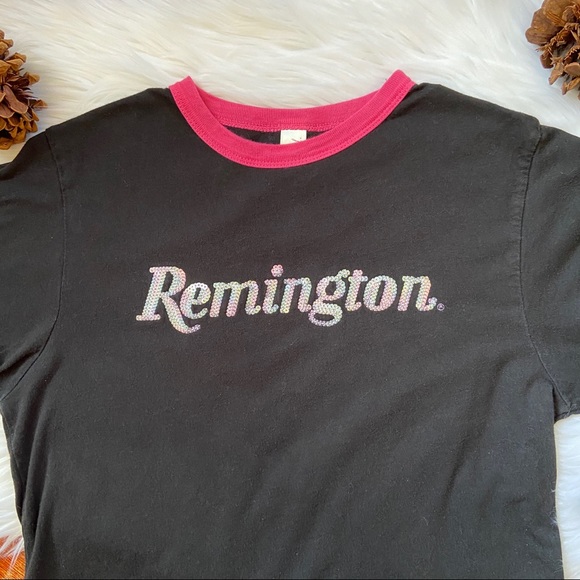 Remington y2k Sequin Logo Short Sleeve Ringer Tee - Picture 3 of 6
